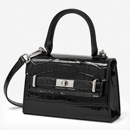 Minimalist Crocodile Pattern Handheld Genuine Leather Crossbody Bag