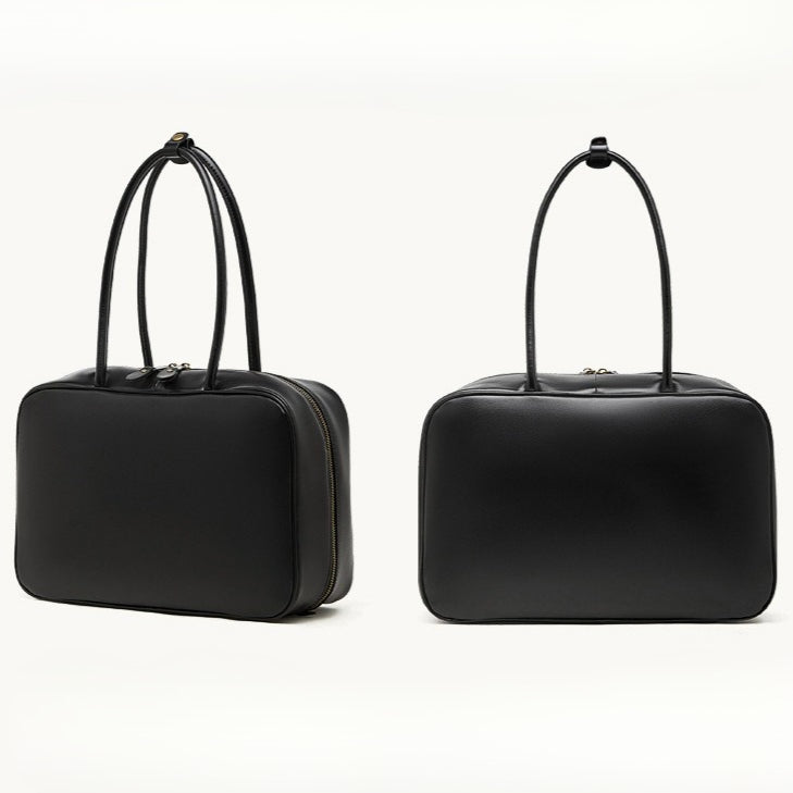 Women's Large Smooth Genuine Leather Bag - Versatile 2-Way Carry Office Work Tote