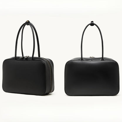 Women's Large Smooth Genuine Leather Bag - Versatile 2-Way Carry Office Work Tote