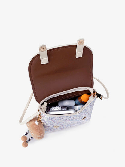 Refined Vegan Eco-Leather Mini Crossbody Bag with Lovely Charm