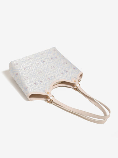 Intricate Butterfly Brocade Vegan Eco-Leather Tote Clutch Bag
