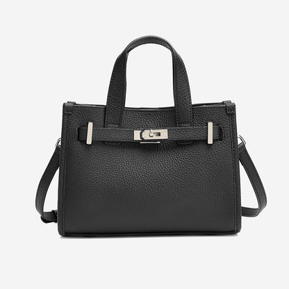 Minimalist Pebbled Genuine Leather Kelly Clutch Bag with Metal Turn Lock