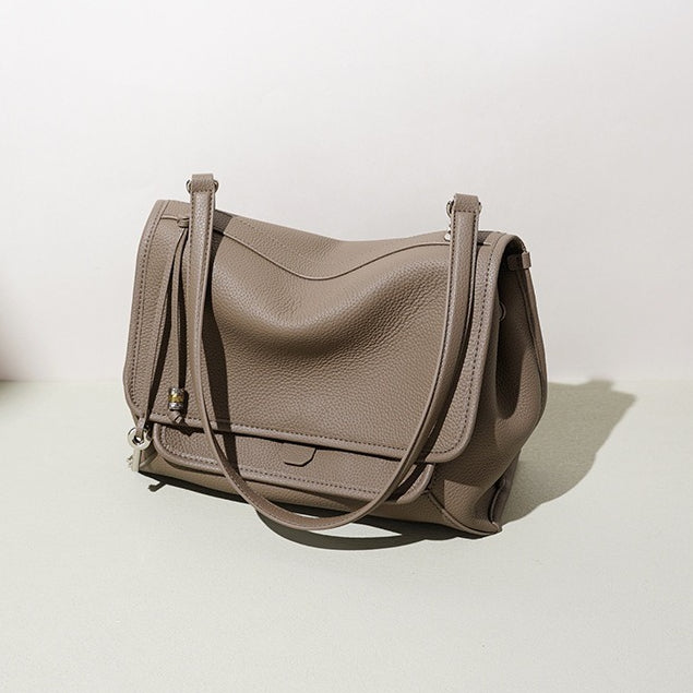 Slouchy Supple Genuine Leather Flap Messenger Clutch Bag