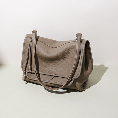 Slouchy Supple Genuine Leather Flap Messenger Clutch Bag