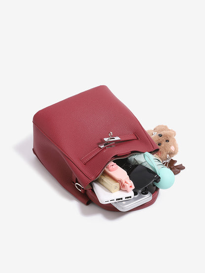Minimalist Vegan Eco-Leather Mini Bucket Clutch Bag with Lovely Dog Charm