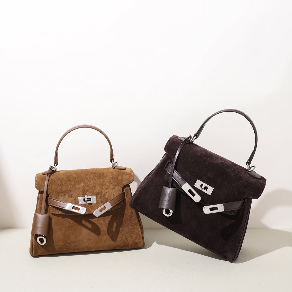 Retro Suede Genuine Leather Kelly Clutch Bag