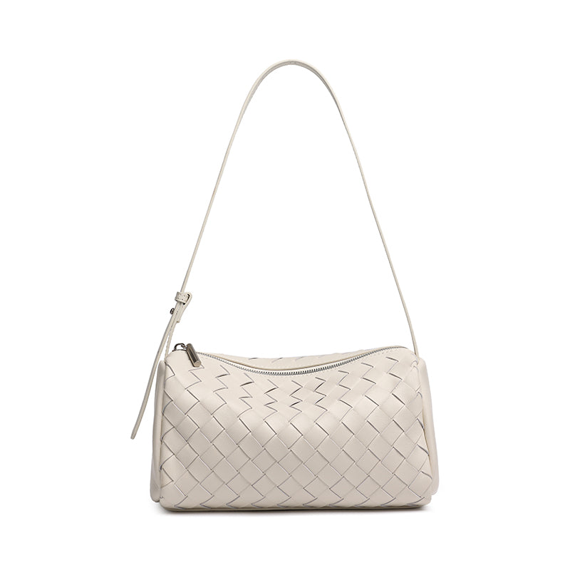 Minimalistische Baguette-Clutch aus gewebtem echtem Schafsleder  