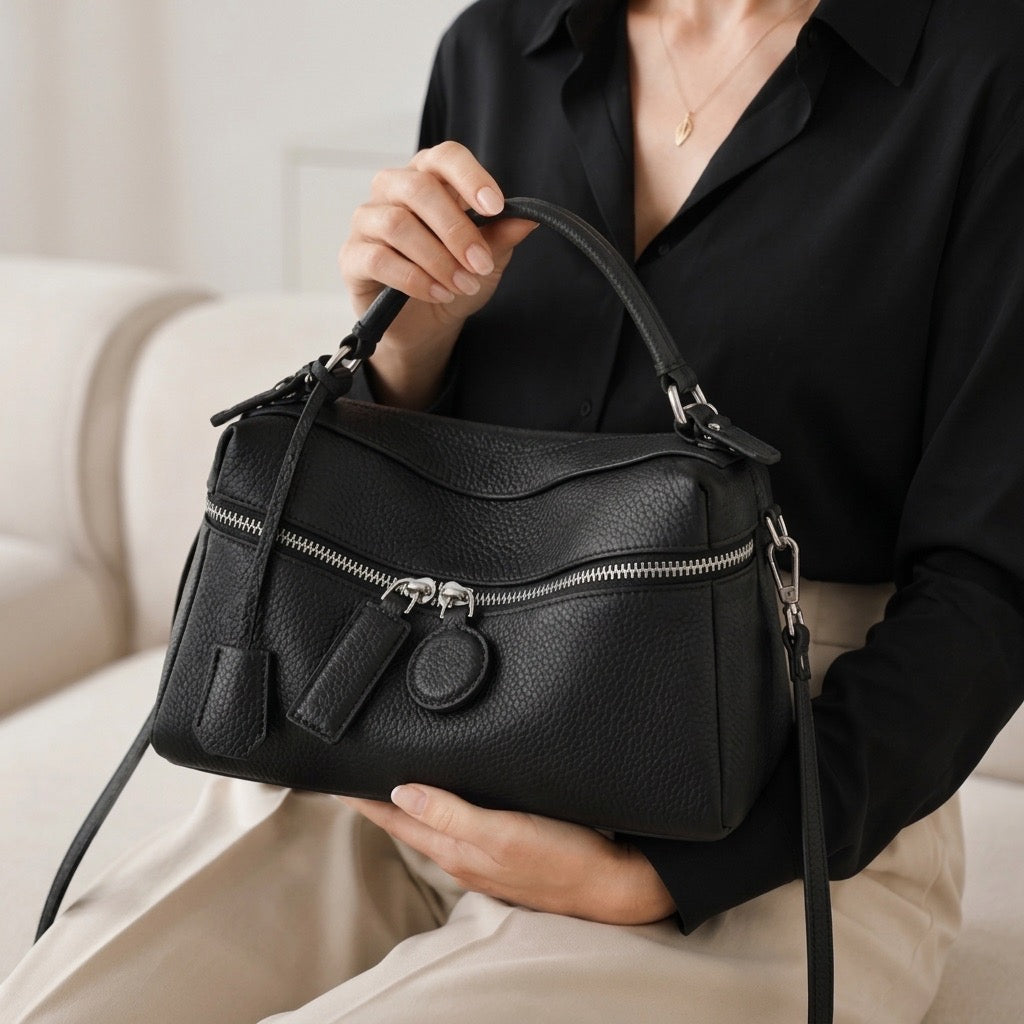 Chic Genuine Leather Square Pillow Clutch Bag