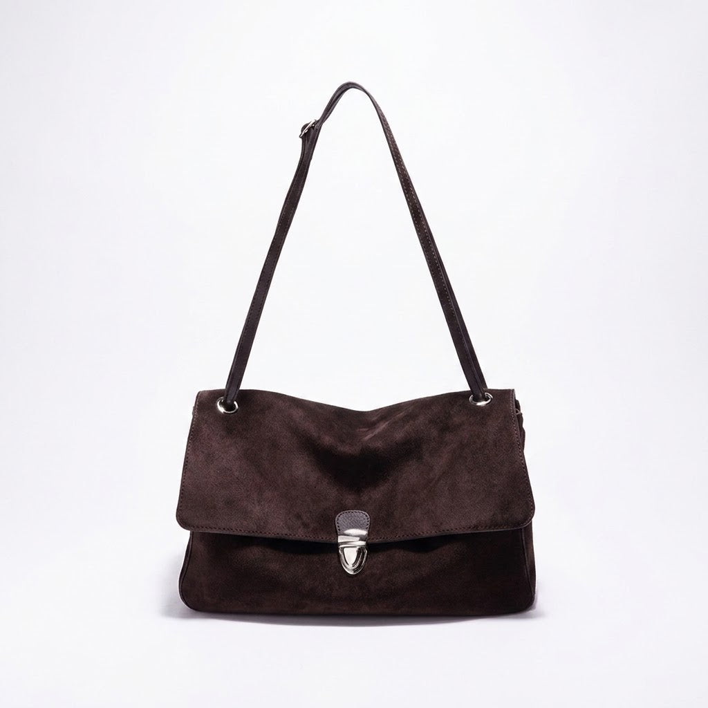 Borsa pochette vintage di lusso in vera pelle scamosciata
