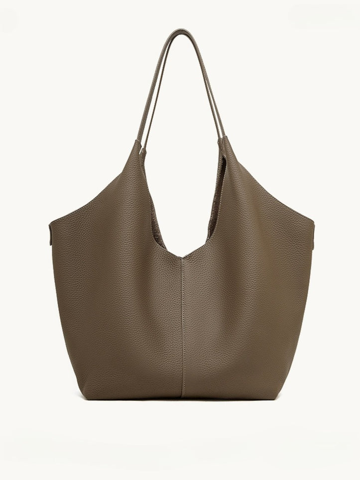 حقيبة إيثيرال في-كات جلد طبيعي | حقيبة هوبو بسيطة من جلد الحصى