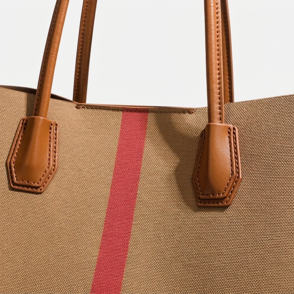 Borsa tote classica a blocchi di colore in ecopelle vegana a quadri britannici