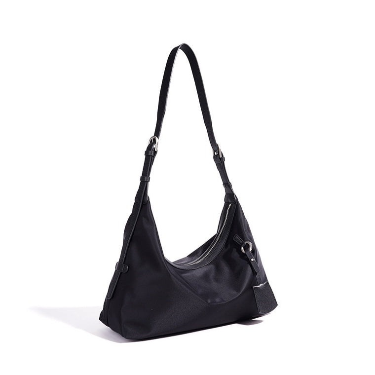 Slouchy Crescent Nylon Hobo Clutch Bag