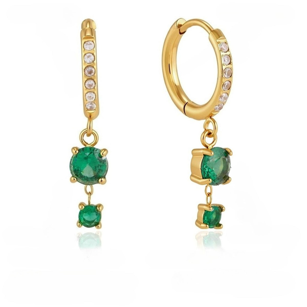 Modern Luxury Graduated Dual Crystal Huggie Earrings