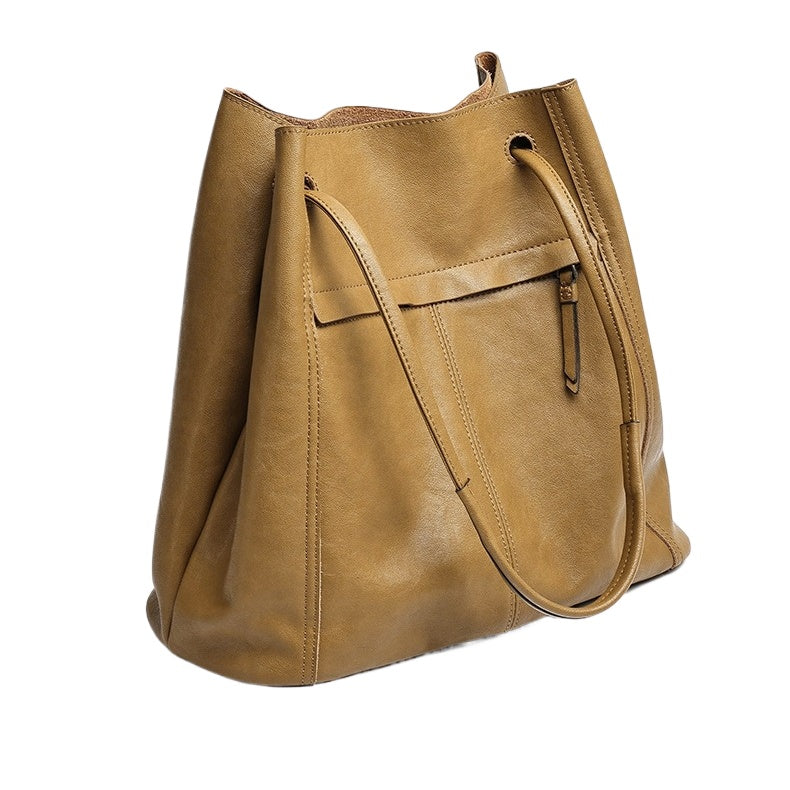 Artisanal Soft Genuine Leather Tote Clutch Bag
