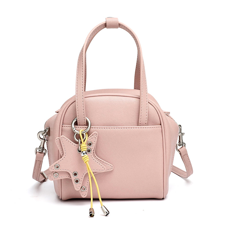 Geantă clutch Boston mini, mică și șic, din piele naturală, cu accesoriu jucăuș în formă de stea
