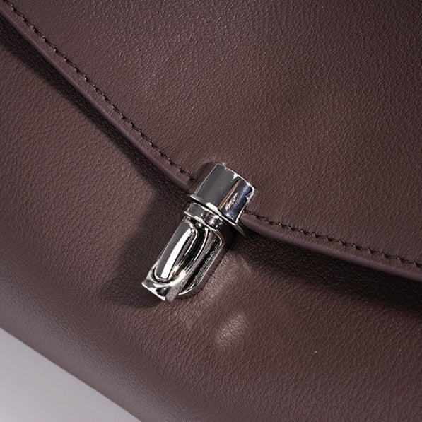 Muted Pebbled Genuine Leather Flap Clutch Bag
