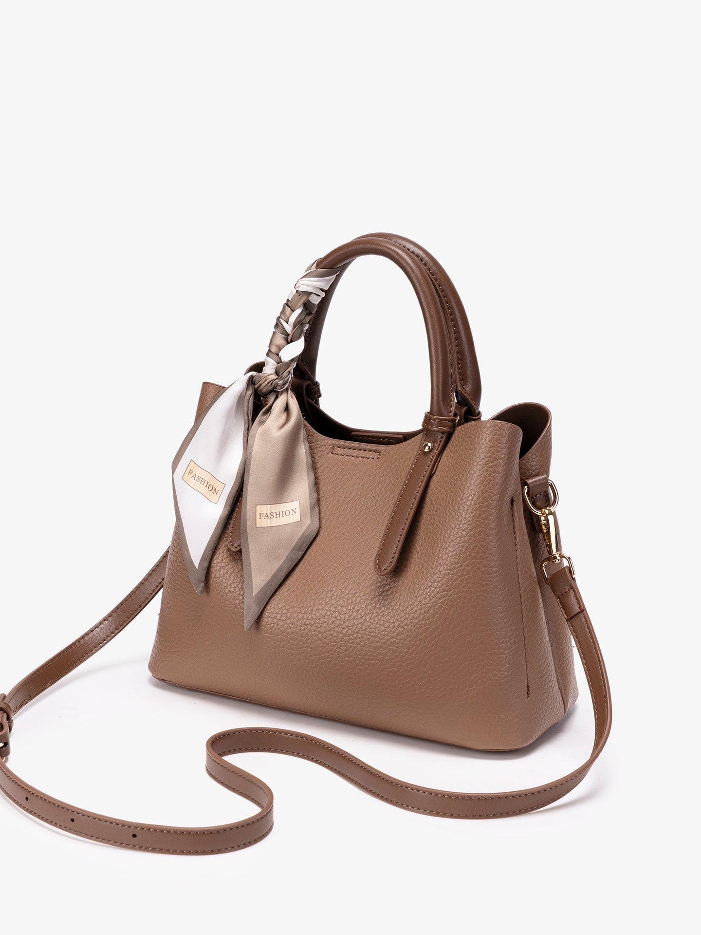 Elegant Brown Pebbled Vegan Eco-Leather Crossbody Clutch Bag