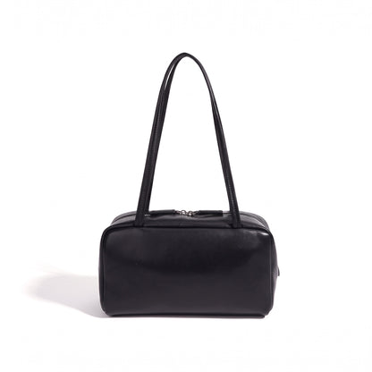 Bolso de mano tipo clutch minimalista de piel de oveja genuina con forma de bolera