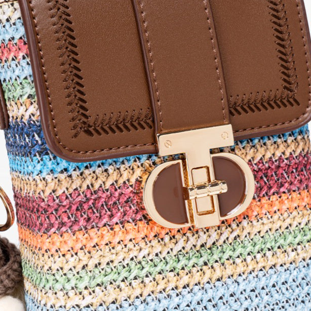 Artisan Multicolored Woven Vegan Eco-leather Mini Clutch Phone Bag