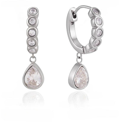 Luxury Majestic Bezel Set Teardrop Huggie Earrings