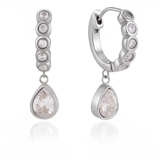 Luxury Majestic Bezel Set Teardrop Huggie Earrings