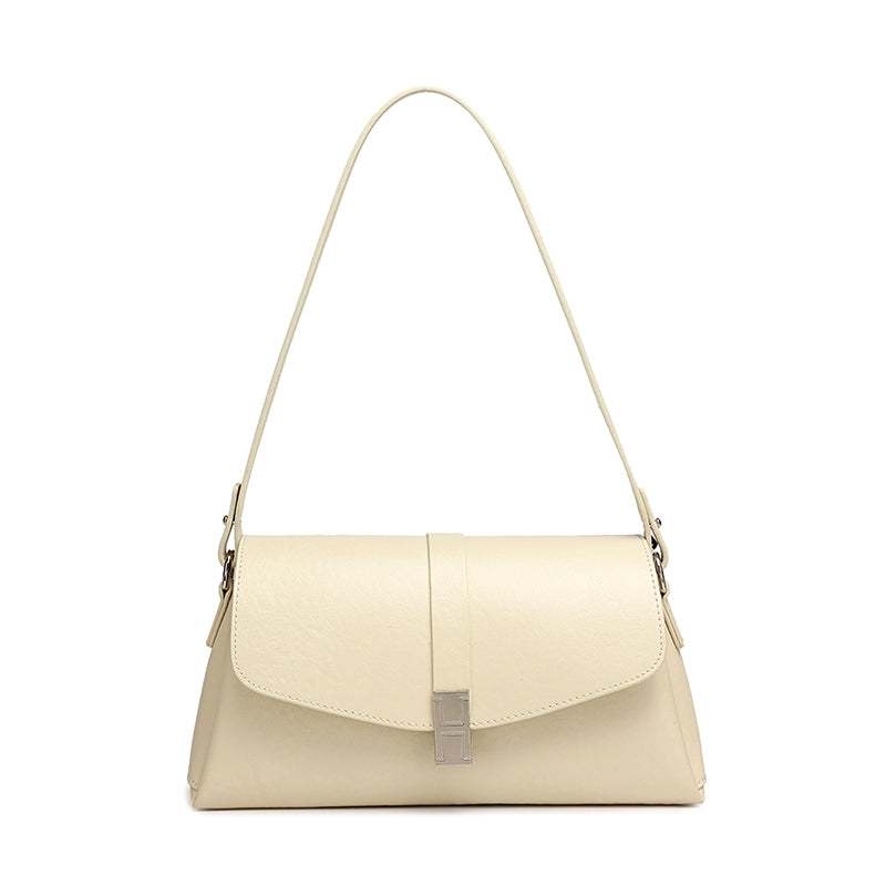 Borsa minimalista a spalla in vera pelle con fibbia H distintiva