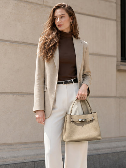 Sleek Genuine Leather Satchel Clutch Bag