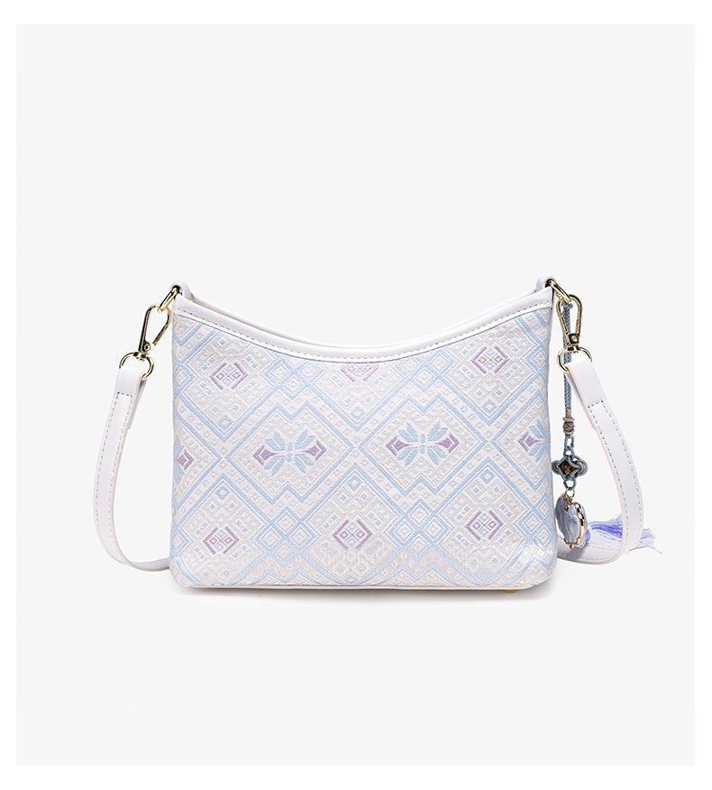 Graceful Geometric Vegan Eco-Leather Clutch Bag with Tassel Charm