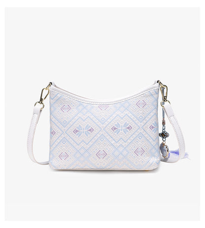 Graceful Geometric Vegan Eco-Leather Clutch Bag with Tassel Charm