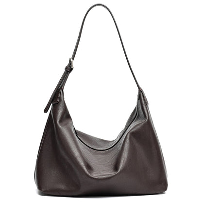 Supple Slouchy Genuine Leather Crescent Hobo Clutch Bag