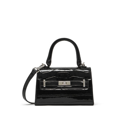 Borsa a tracolla minimalista in vera pelle effetto coccodrillo con manico