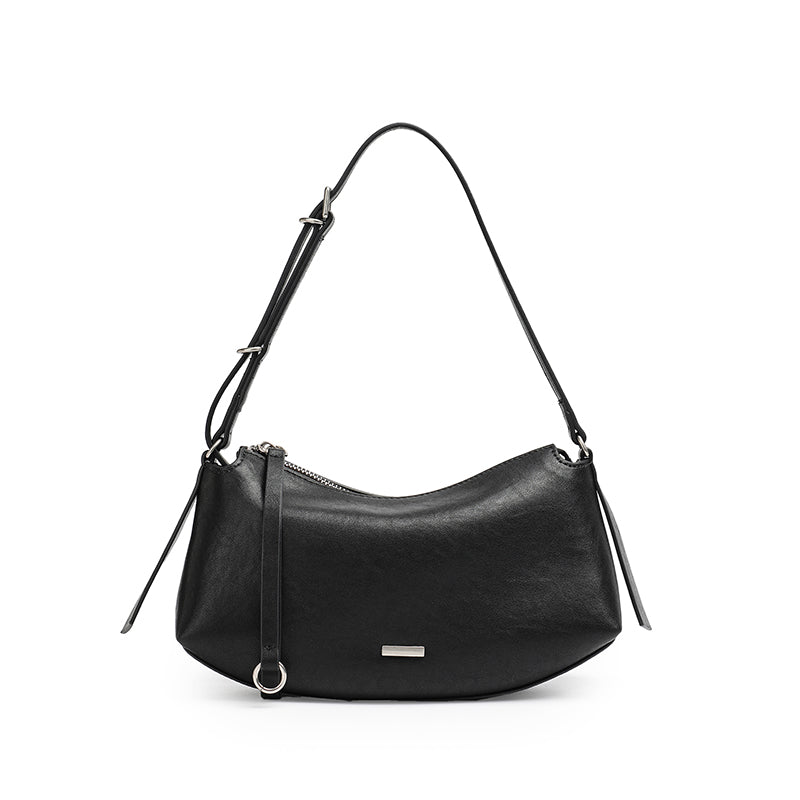 Elegant Genuine Leather Crescent Clutch Bag