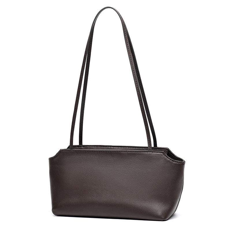 Minimalist Genuine Lambskin Leather Baguette Clutch Bag