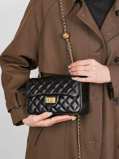 Refined Quilted Genuine Sheepskin Flap Clutch Bag
