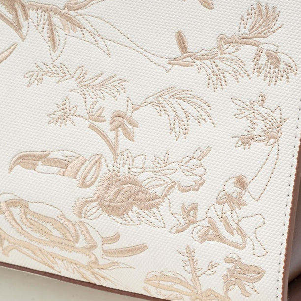 Retro Floral Contrast Vegan Eco-Leather Clutch Bag