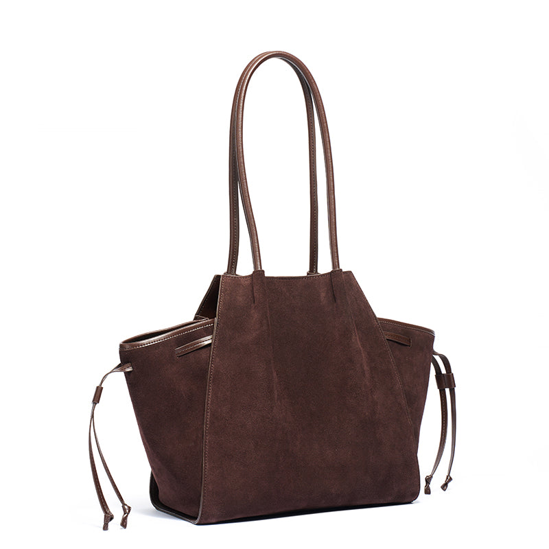 Vintage Slouchy Suede Genuine Leather Tote Clutch Bag