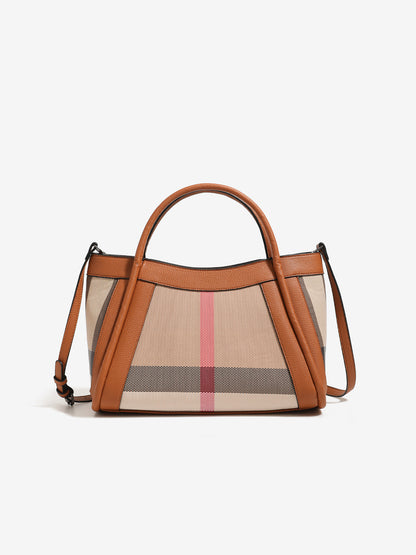 Sophisticated British Plaid Vegan Eco-Leather Tote Clutch Bag