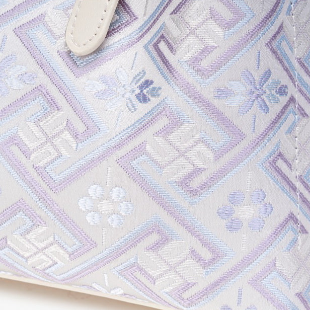 Oriental Brocade Motif Vegan Eco-Leather Mini Tote Clutch Bag