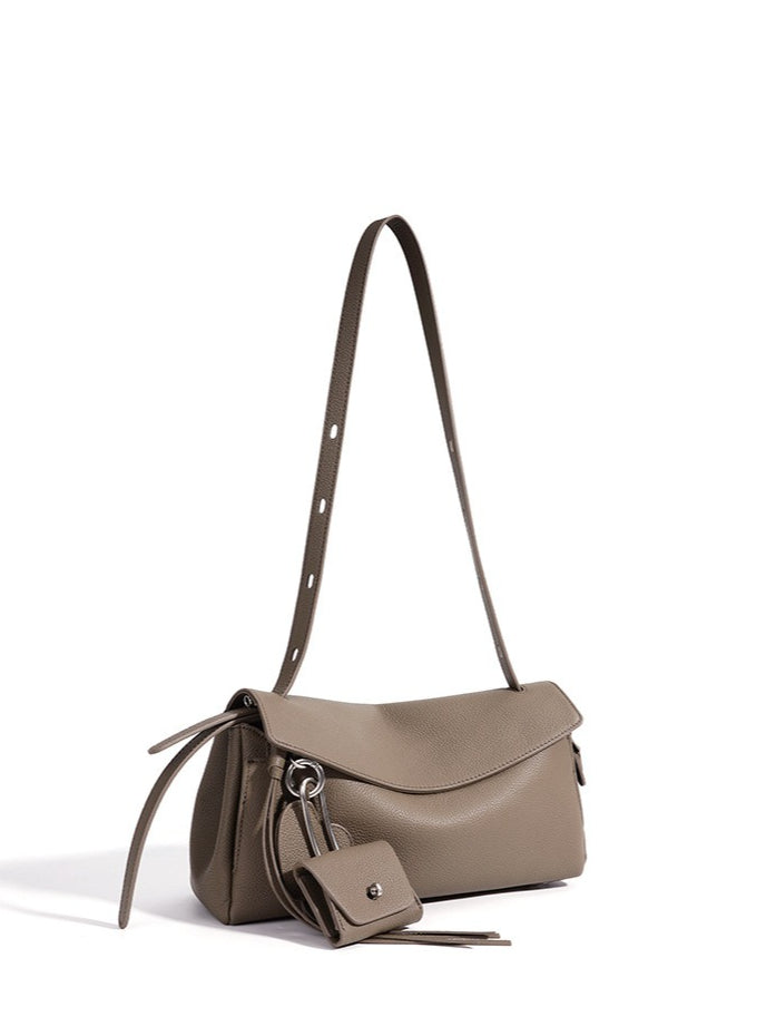 Mellow Pebbled Genuine Leather Flap Clutch Bag with Coin Pouch