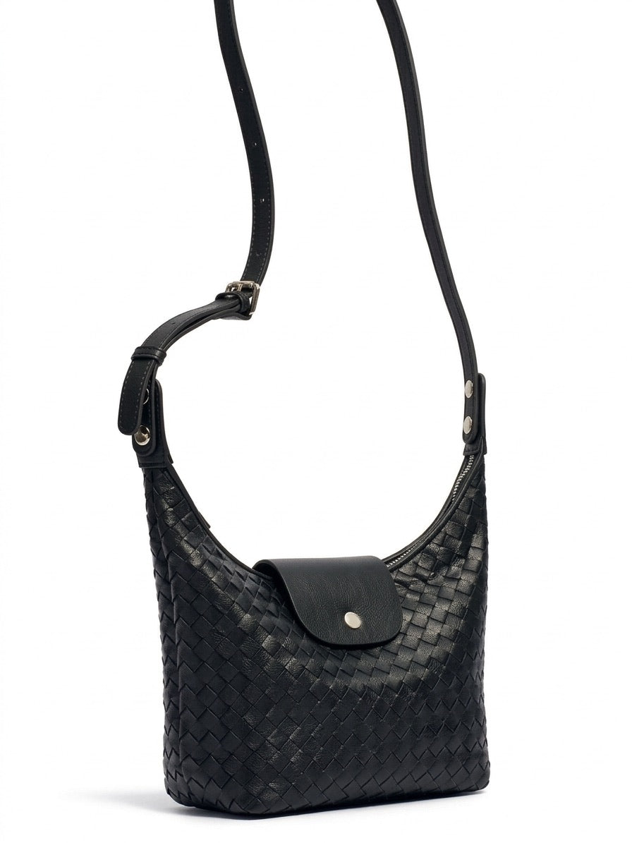 Elegant Woven Genuine Leather Hobo Clutch Bag
