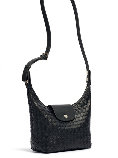 Elegant Woven Genuine Leather Hobo Clutch Bag
