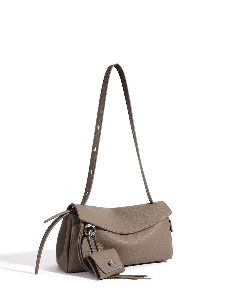 Mellow Pebbled Genuine Leather Flap Clutch Bag with Coin Pouch