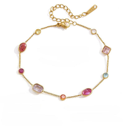 Chromatic Gradient Geometric Luminary Stacking Bracelet