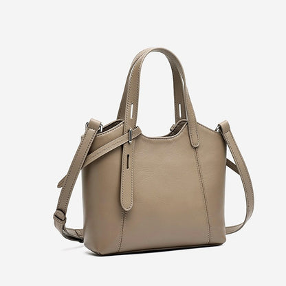 Sleek Genuine Leather Mini Bucket Clutch Bag with Adjustable Straps