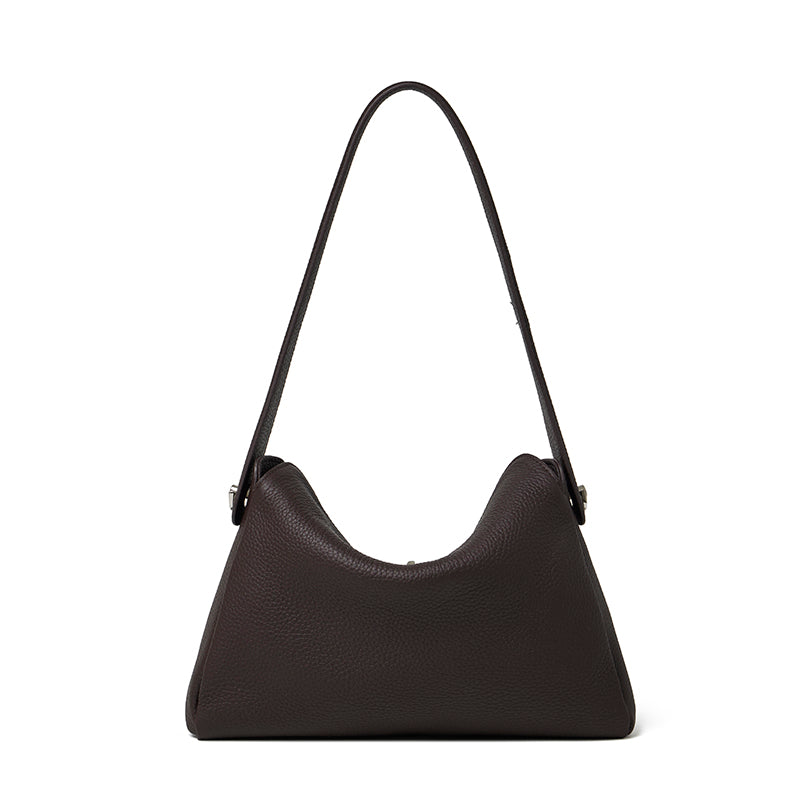Nonchalant Lychee-Grain Genuine Leather Crossbody Hobo Bag