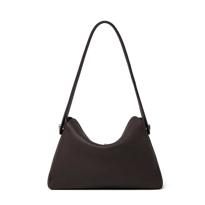 Nonchalant Lychee-Grain Genuine Leather Crossbody Hobo Bag