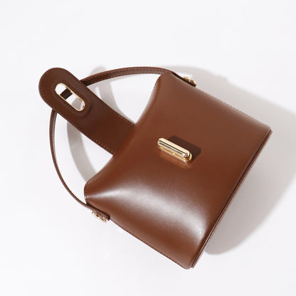 Borsa da donna in pelle genuina vintage con manico superiore e chiusura a lucchetto