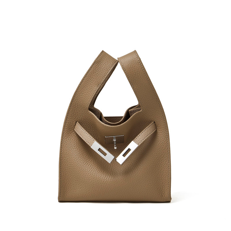 Borsa classica a secchiello chic in vera pelle per tutti i giorni, a tracolla