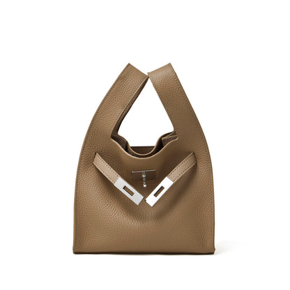 Borsa classica a secchiello chic in vera pelle per tutti i giorni, a tracolla
