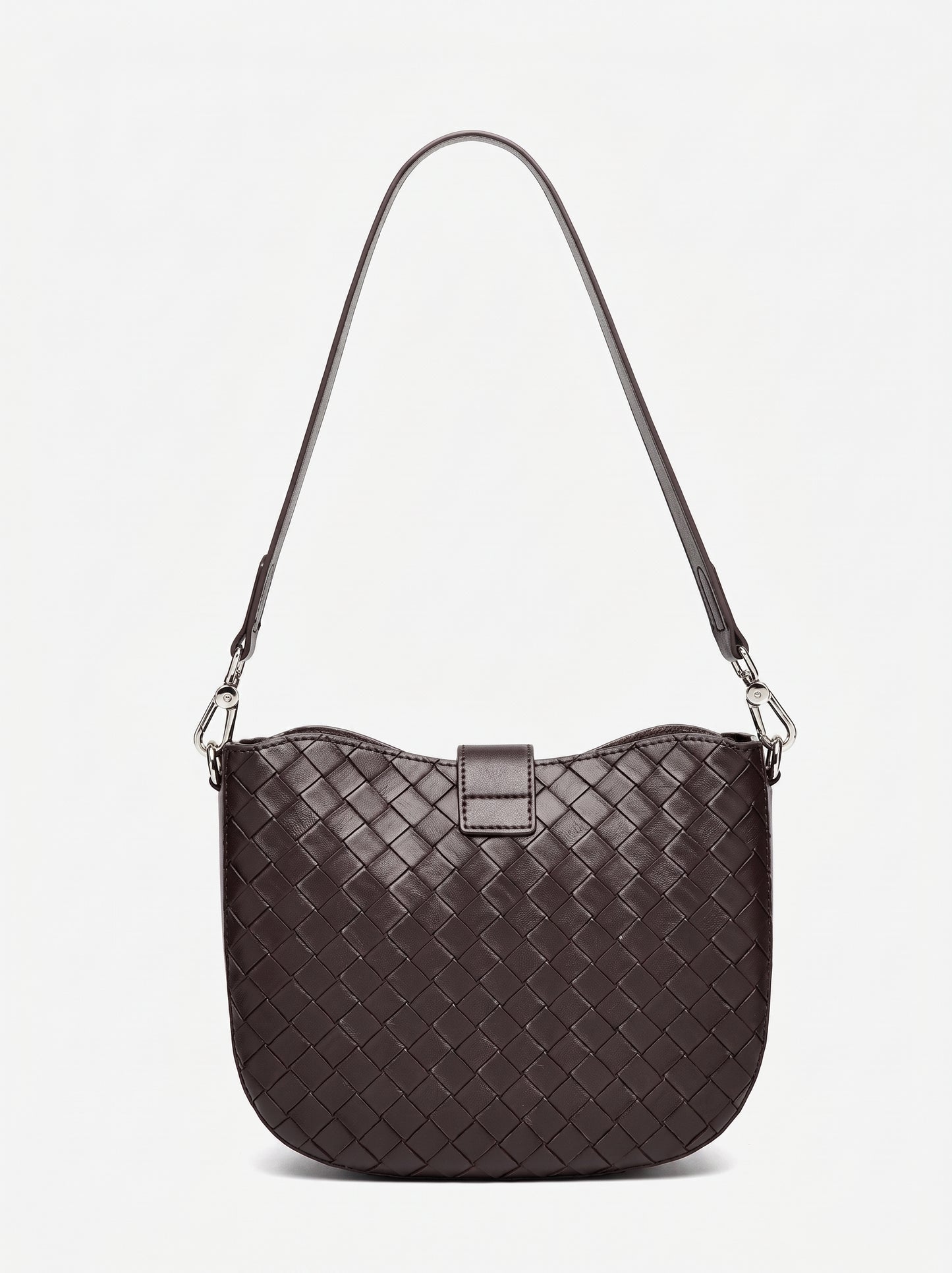 Intricate Woven Genuine Leather Saddle Clutch Bag
